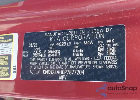 2023 Kia Soul Lx z USA, uszkodzony, nr VIN KNDJ23AU0P7877204